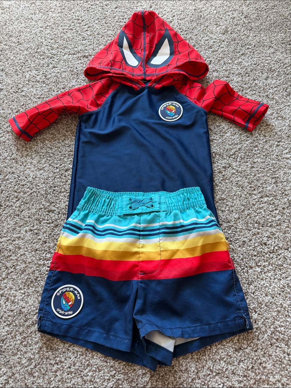 Spiderman Hooded Swim Set - Navy, Red, Teal, Yellow